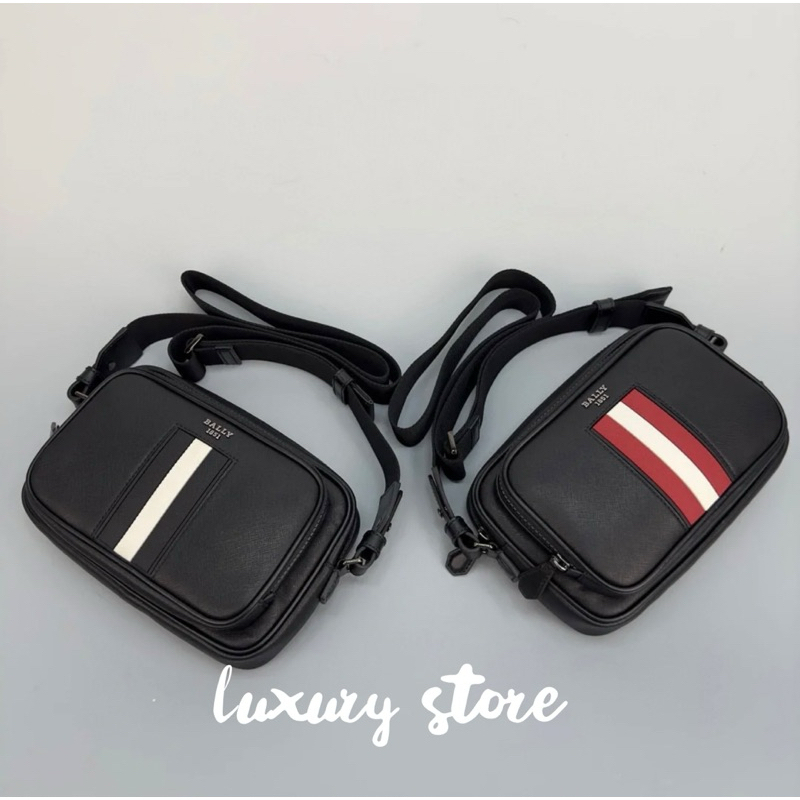 Tas Bally Makeb Bag Crossbody Leather Black Red Original