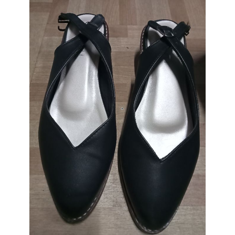 sabrina flat shoes kulit sepatu kerja wanita hak 3 cm