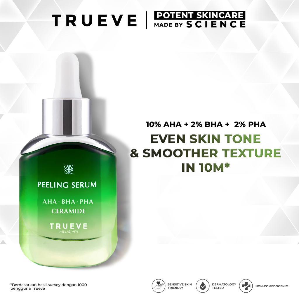 TRUEVE Peeling Serum (10% AHA + 2% BHA + 2% PHA + Ceramide - Perawatan Wajah Eksfoliasi Wajah dari k