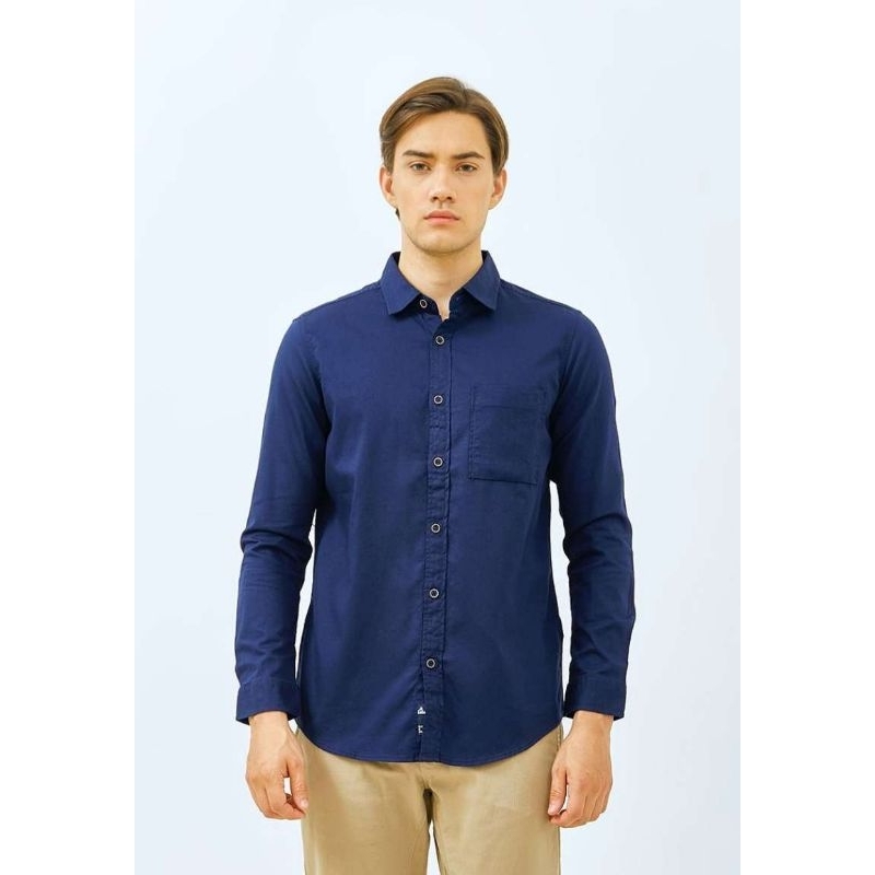 KLL438 KEMEJA LOIS ORIGINAL PRIA LENGAN PANJANG NAVY BIRU DONGKER