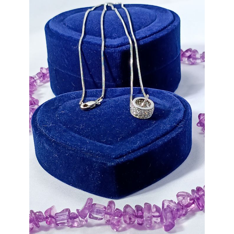 kalung cassandra + liontin bulat full permata