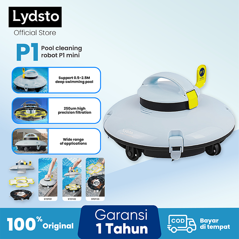 Lydsto P1 Mini/P1 Mini Pro Vacuum IPX8 Pool Robot Vacuum Cleaner Kolam Renang Cordless