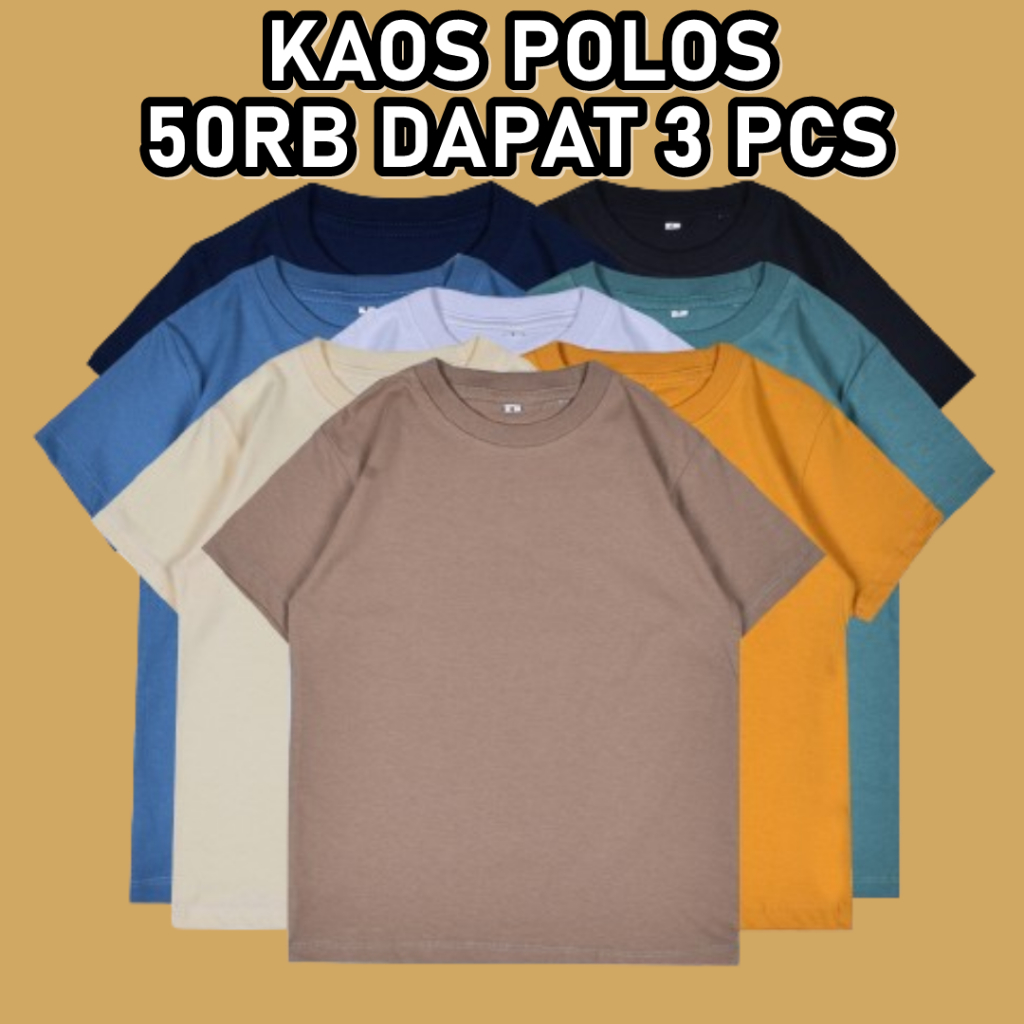 PAKET 3 KAOS POLOS TERMURAH/KAOS POLOS/BAJU POLOS/KAOS POLOS TERMURAH