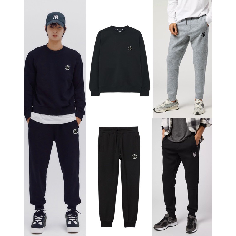 MLB NY Yankees Small Logo Embroidered Crewneck Sweatshirt Crewneck Jogger Tracks Pants - ORI