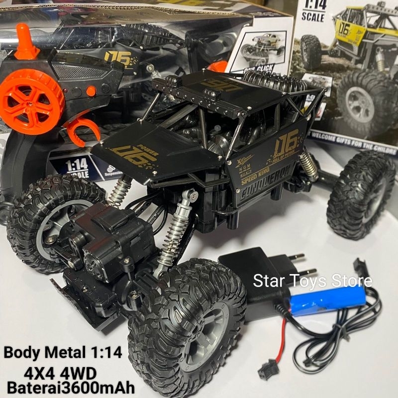 mainan mobil remote rc 4x4 mobil remote control offroad scale 1:14 / Body Metal
