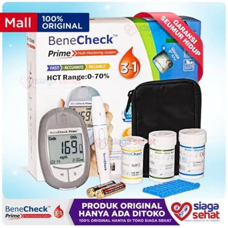 Benecheck Gcu 3 in 1  / Benecheck gcu / Benecheck alat tes gula darah 3 in 1 / benechek prime alat tes gula darah