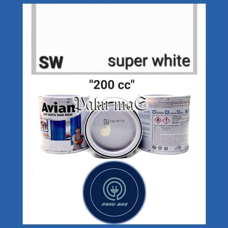 Cat Avian kayu dan besi 200cc warna Super White warna putih