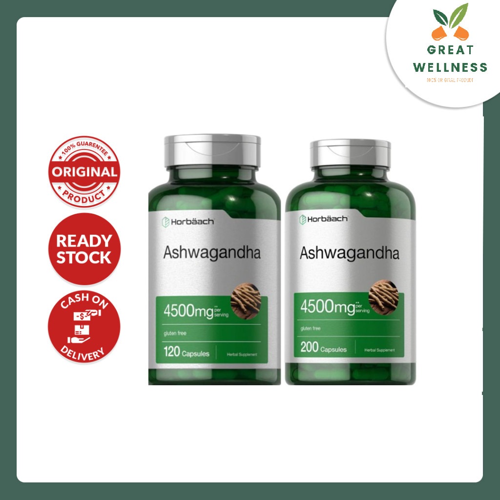 (BISA COD) Horbaach Ashwagandha 4500mg with Black Pepper - 200 Capsules
