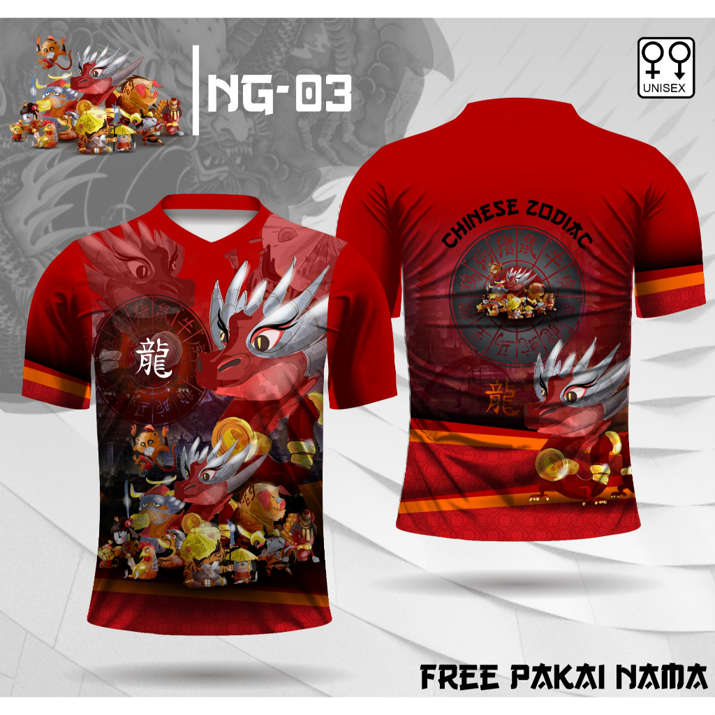 Baju imlek shio naga jersey chinese zodiac kaos all shio