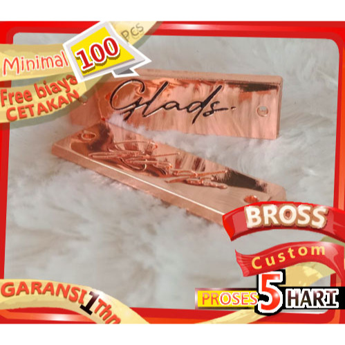 Label hijab custom desain sendiri krum emas perak rosegold untuk aksesoris baju jilbab dan bross jil