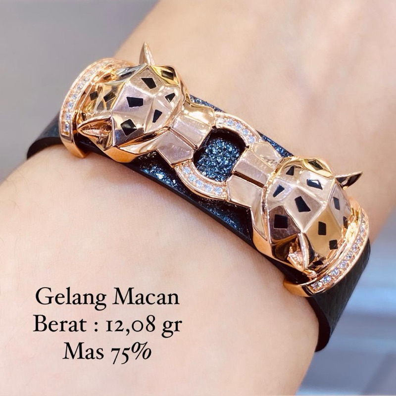 gelang emas rantai kulit model macan new 75%