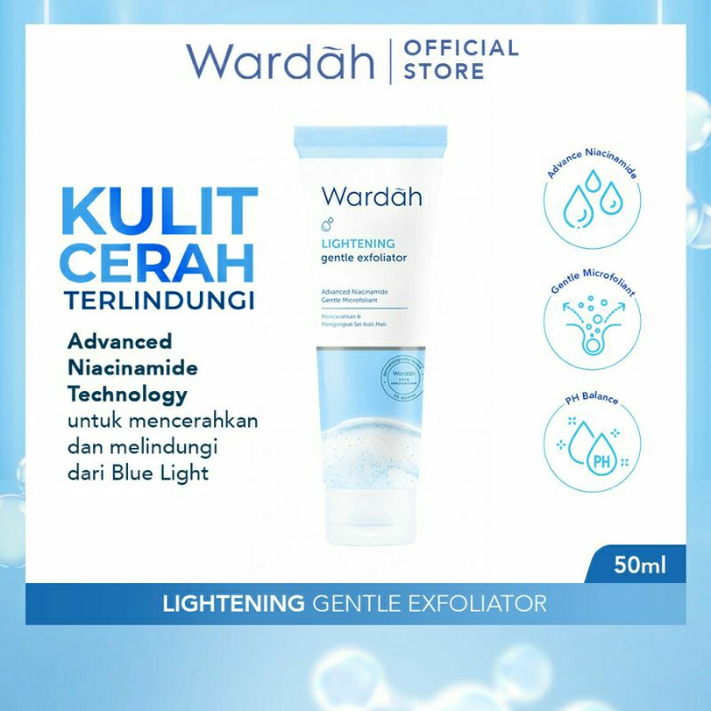 Sabun Cuci Muka Mencerahkan dan mengangkat SEL KULIT MATI Wardah Lightening Gentle Exfoliator 50 ml 