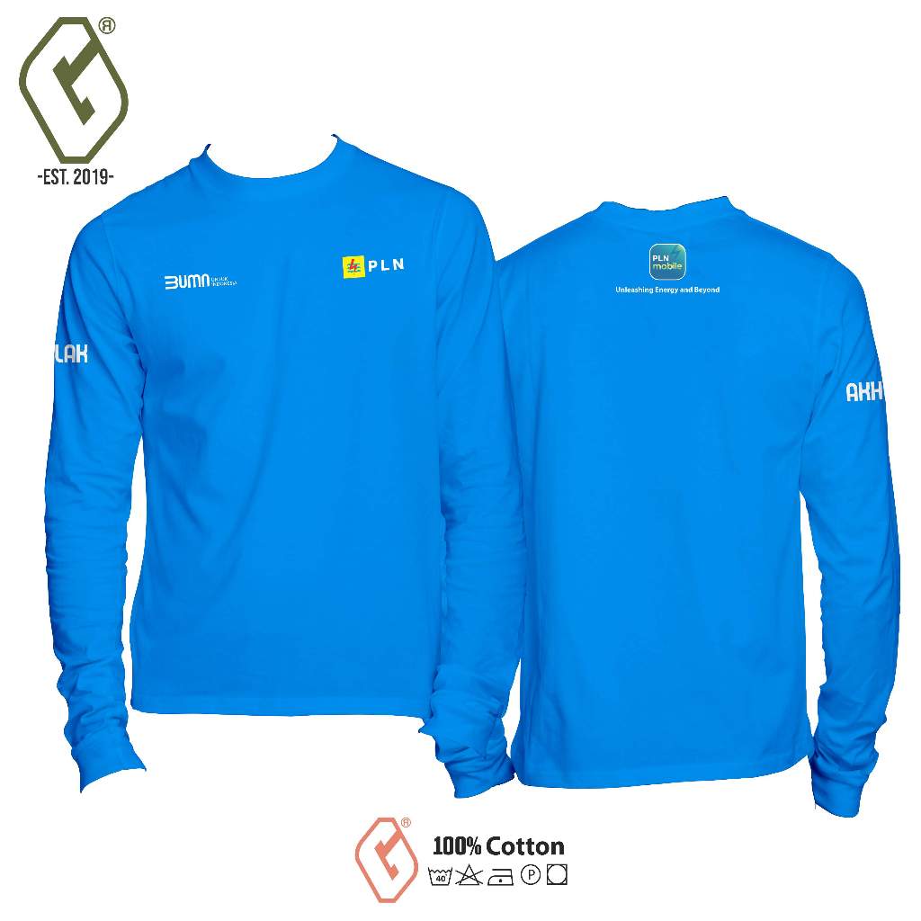kaos pln mobile bumn akhlak panjang / baju bumn pln mobile akhlak longsleeve