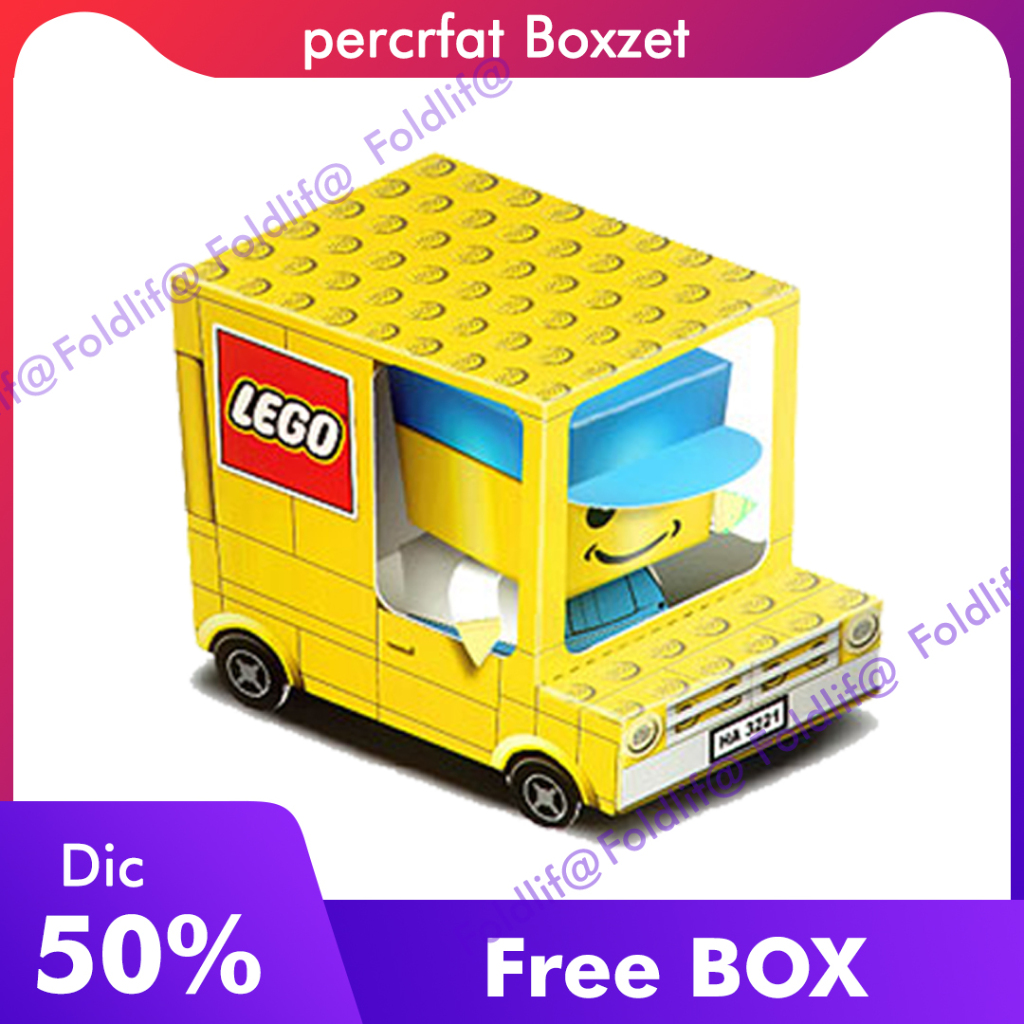 DIY Papercraft Lembar Kertas Pola boxzet Lego Truck