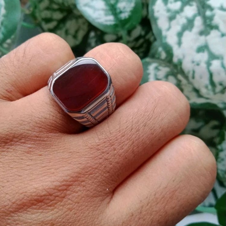 cincin batu akik yaman ahmer kotak natural