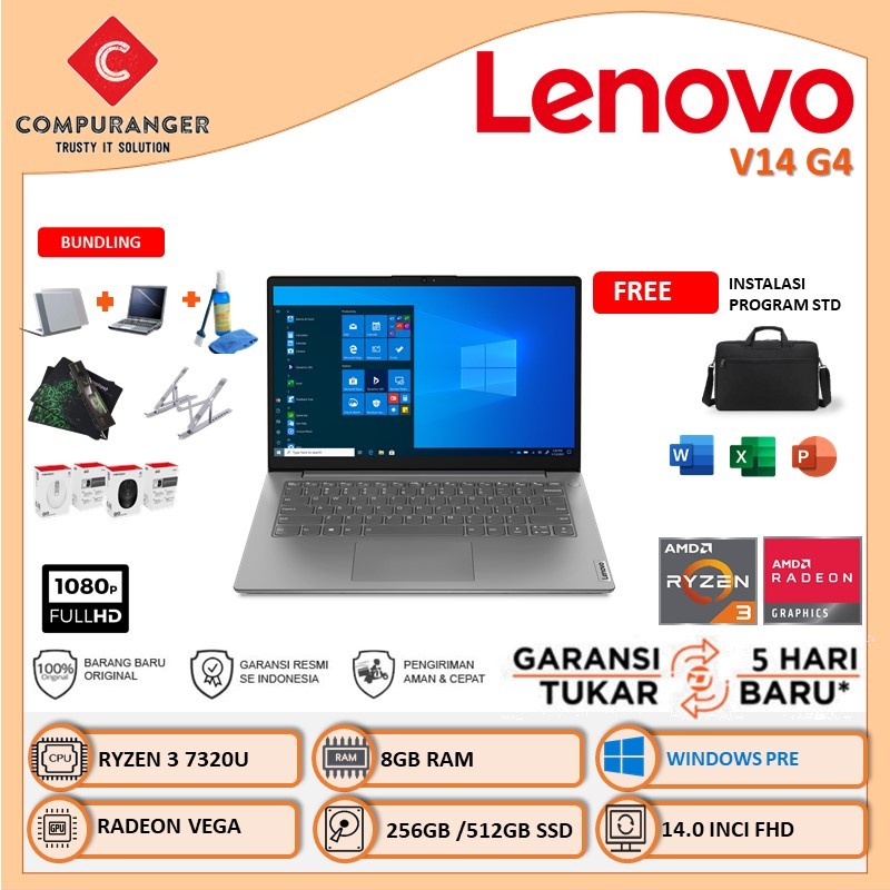 Laptop Lenovo V14 G4/ Ryzen 3 7320U 8GB ssd 512gb 14.0 inci FHD