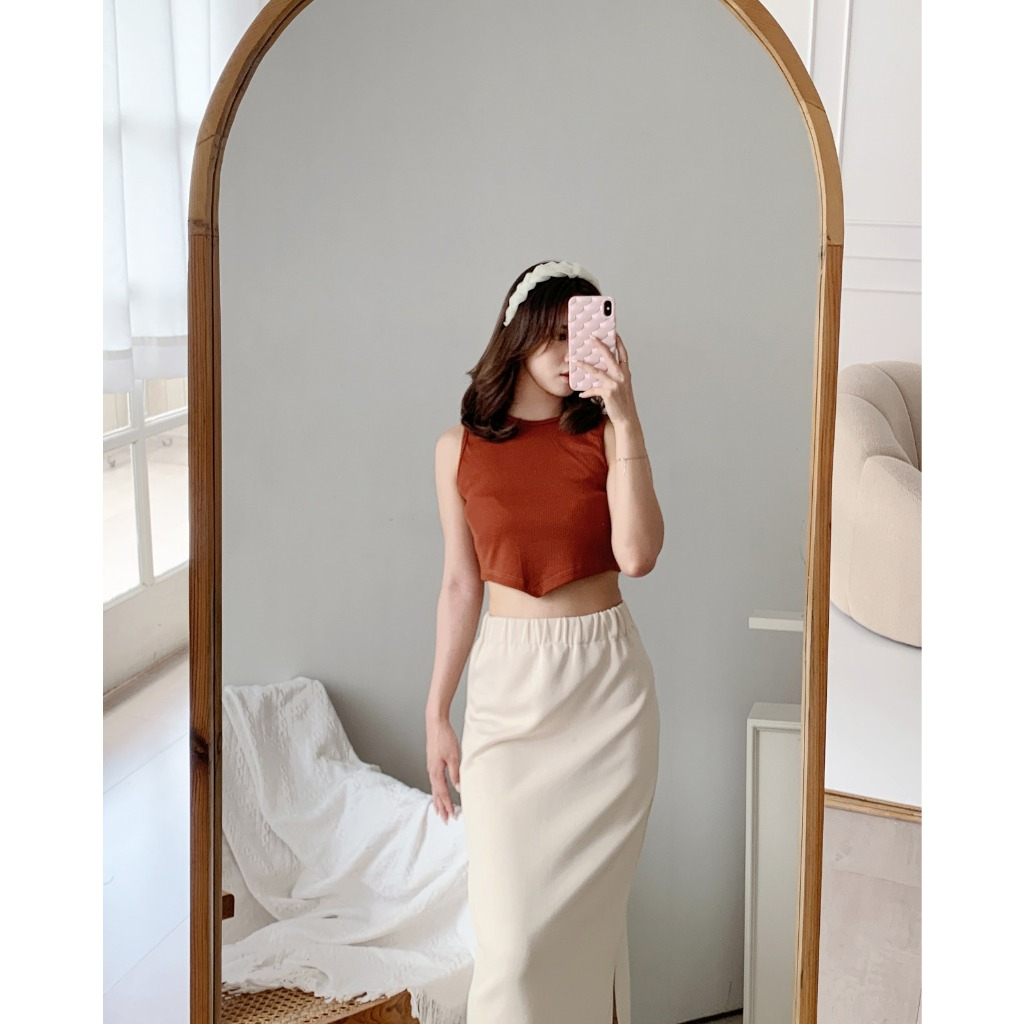 Tank Top Crop Top Korea Basic Tanktop Rajut B0730