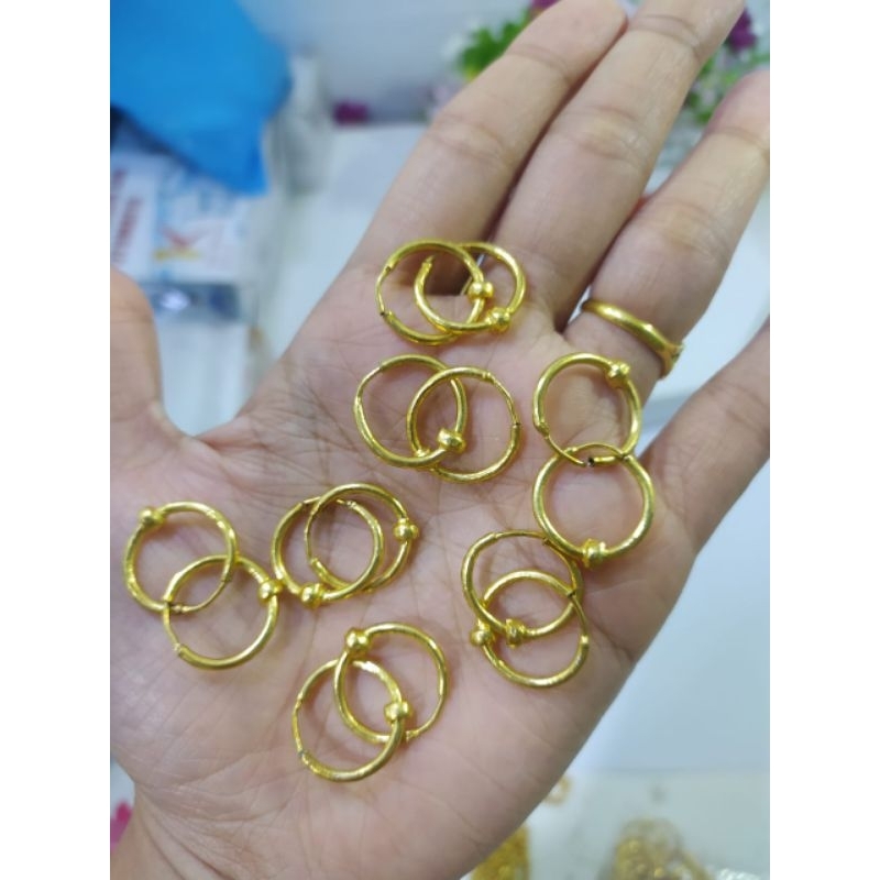 ANTING EMAS LAPIS KRISTAL ASLI 24K