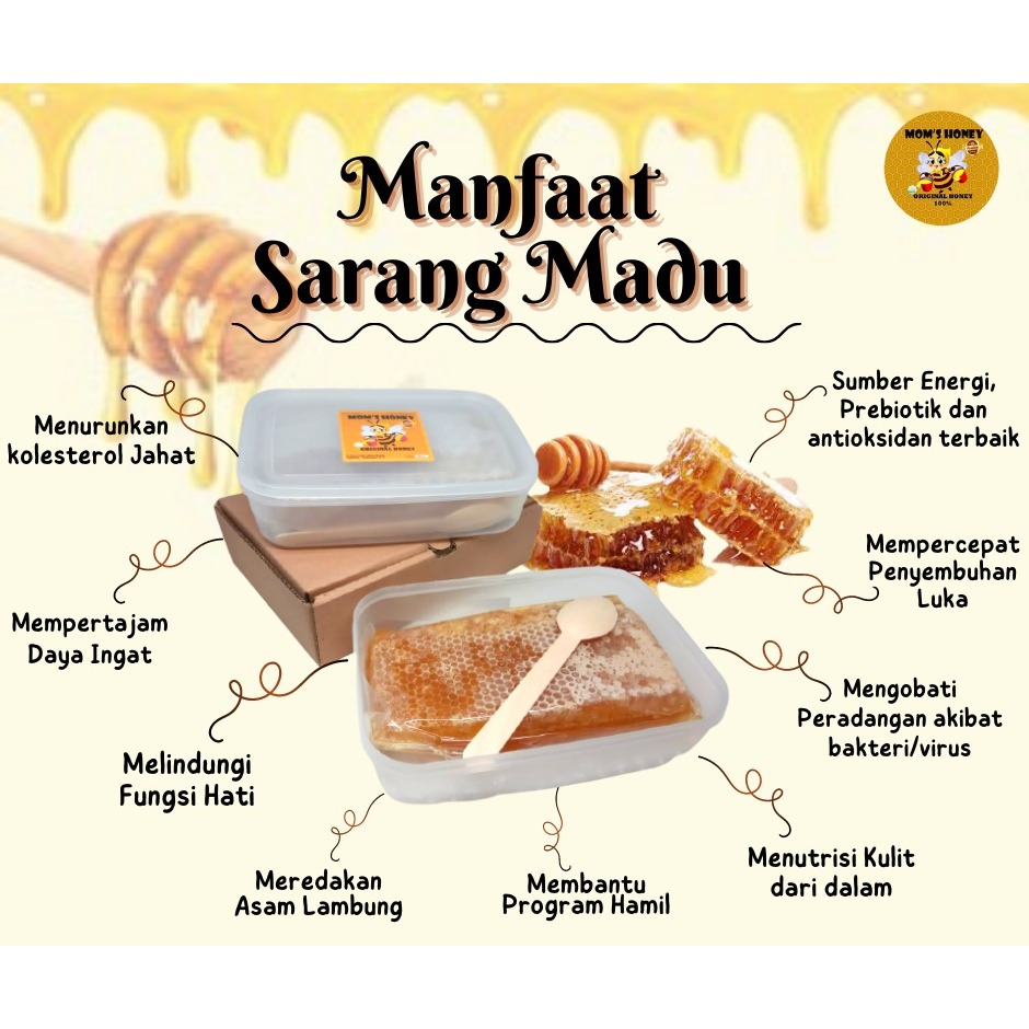 

[500 gram] Madu sarang By Moms Honey - Moms HoneyComb Asli