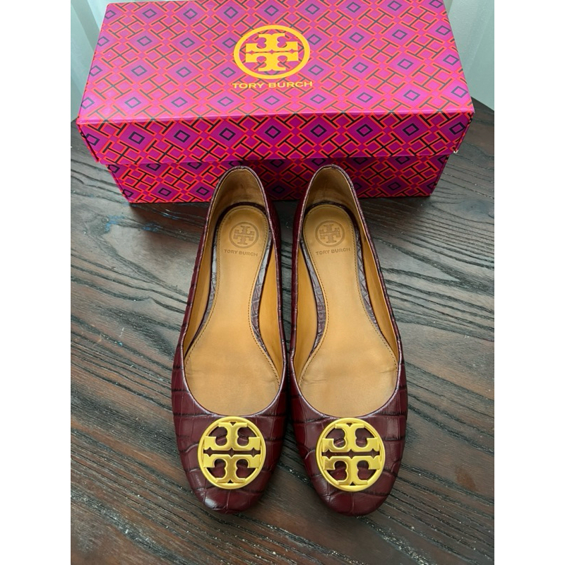 Tory Burch Chelsea Ballet Flat Croco Claret Shoes