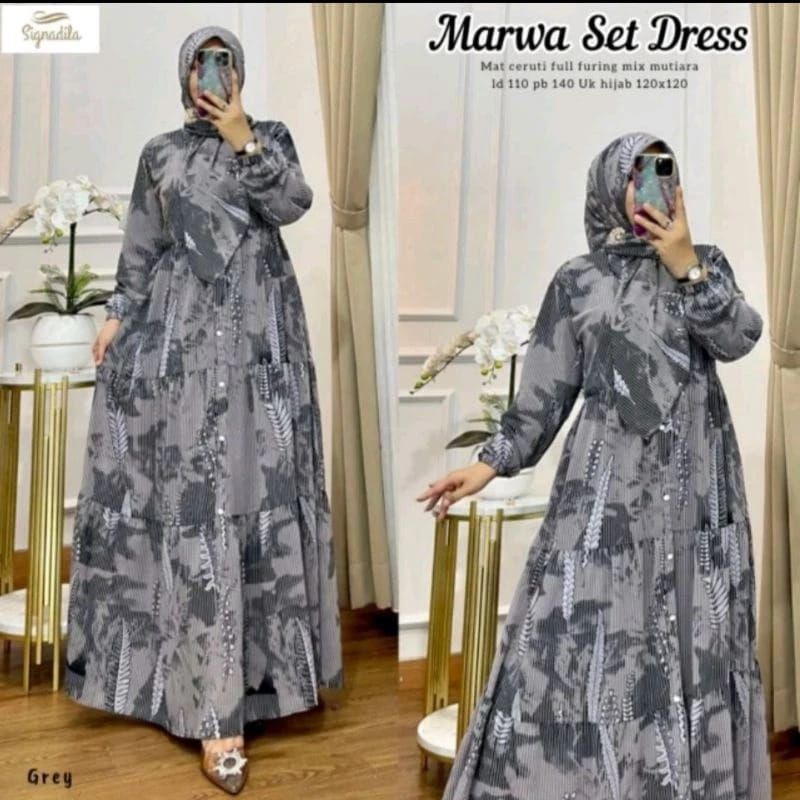 GAMIS MARWA SET JILBAB SEGI EMPAT
