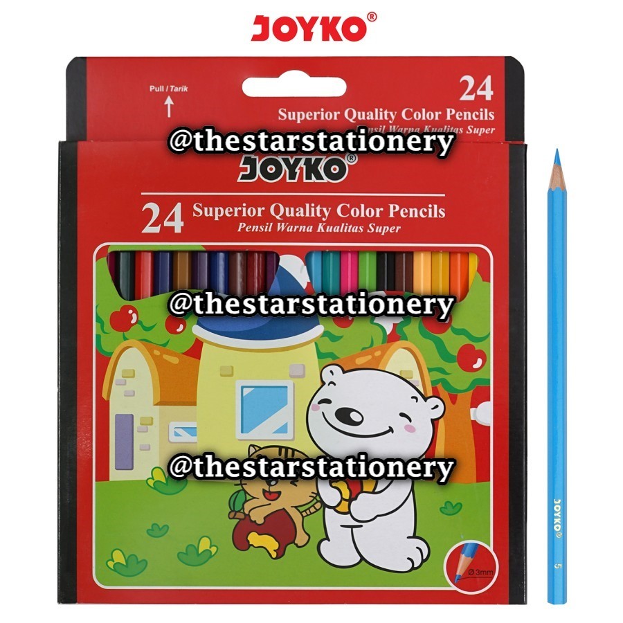 

(1 Set) GROSIR Pensil Warna Joyko CP-24PB 24W Panjang / Color Pencil Hexagonal Grip Joyko CP24PB