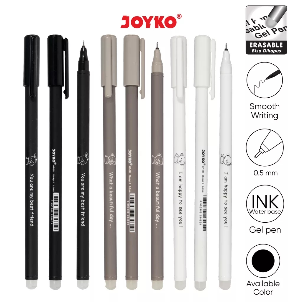 

Pulpen Gel JOYKO GP-321 Shokyo 3 0.5 mm Pulpen Erasable / Bisa Dihapus Isi 12