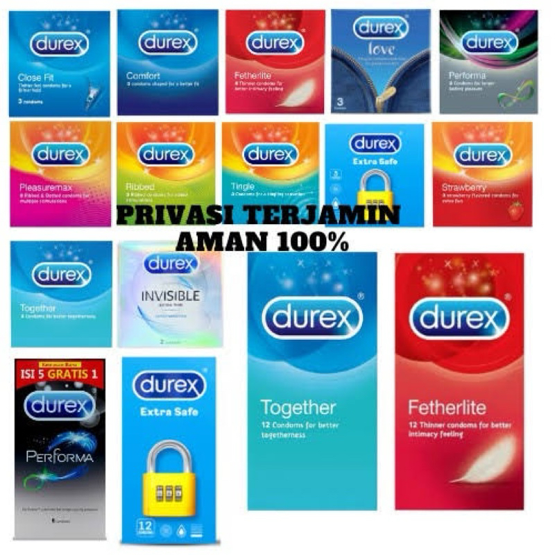 KONDOM DUREX ALL VARIAN 3 PCS & 12 PCS (PRIVASI AMAN) Mutual Pleasure, LOVE, EXTRA SAFE, FETHERLITE,