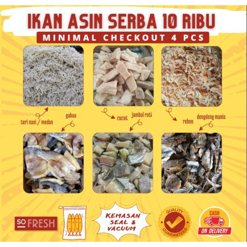 

IKAN ASIN SERBA 15 RIBU / 250g / IKAN ASIN MURAH / IKAN ASIN / IKAN KERING ASIN / IKAN KERING / IKAN PREMIUM