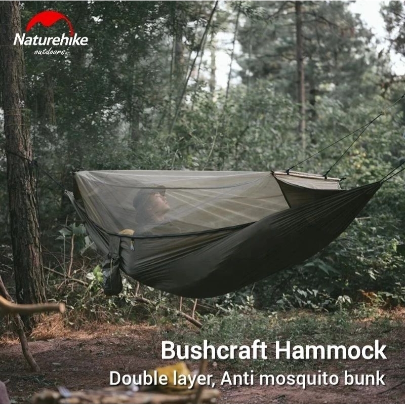 HAMMOCK BUSHCRAFT WITH MOSQUITO NET NATUREHIKE NH22DC004 TEMPAT TIDUR GANTUNG ANTI NYAMUK DOUBLE LAY