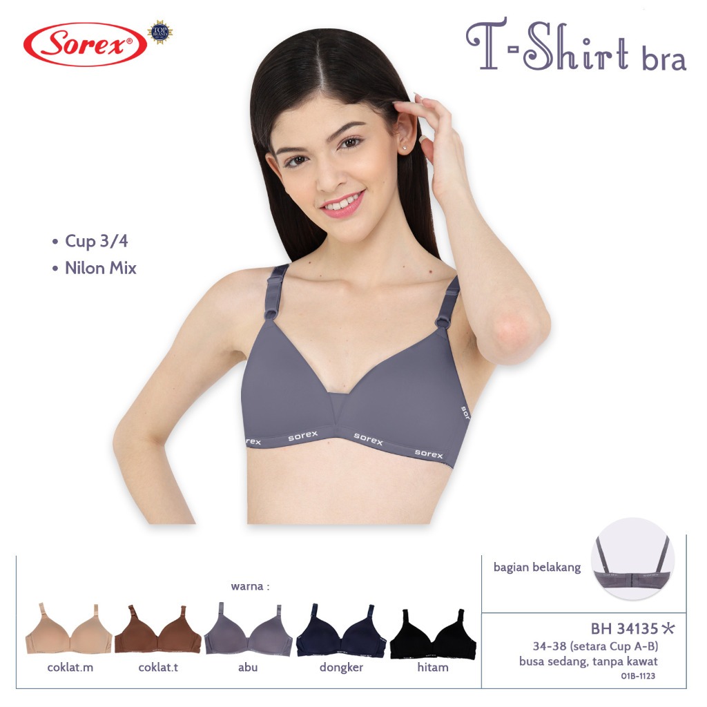 OBRAL BH Sorex 34135 | Sorex T-shirt Bra Busa Tanpa Kawat Kait 3 Setara Cup B BH 34135 - Dyarshop