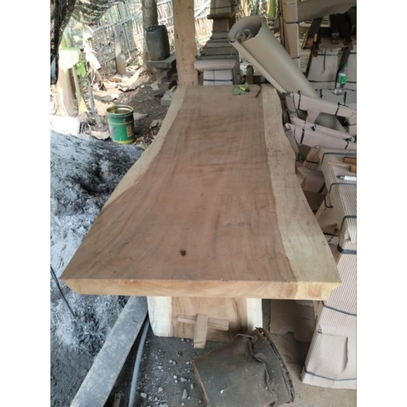Meja makan meja kerja kayu trembesi utuh tanpa sambungan 180x70-80x75