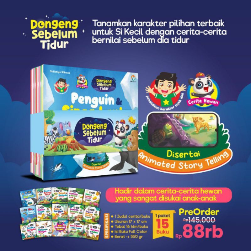 [BONUS BUKU MEWARNAI] Buku Cerita hewan: Dongeng sebelum tidur  | buku cerita bergambar, buku dongen