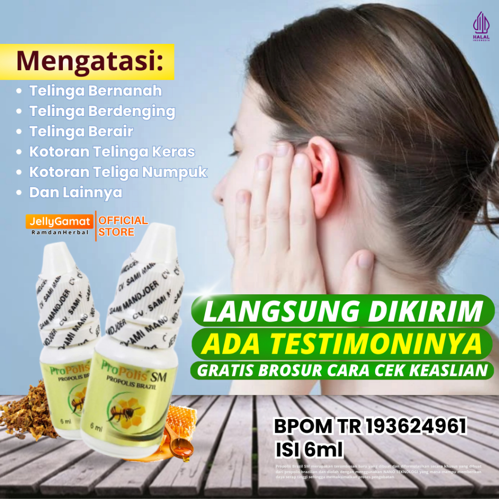 Obat Telinga Bernanah Berair Congek Propolis SM Brazil Original Tetes Telinga Anak Dewasa