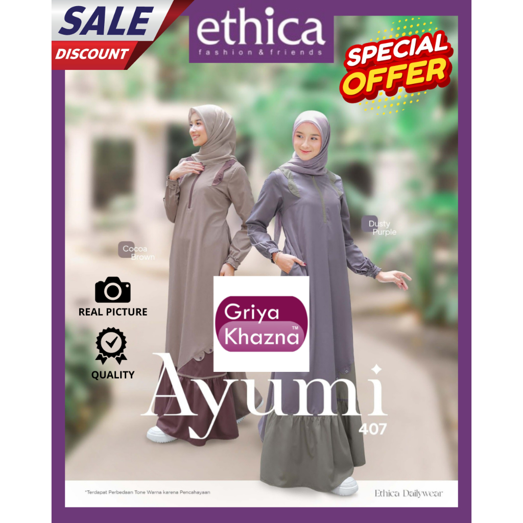 Baju Gamis Wanita Dress Muslim Dewasa Ethica Ayumi 407