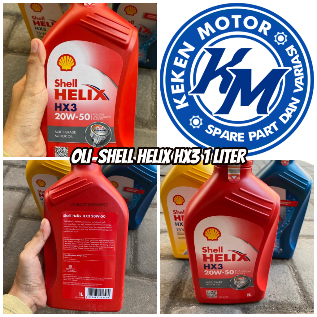 OLI SHELL HELIX HX3 20W-50 1 LITER HX5 || OLI MOTOR DAN MOBIL SHELL HELIX HX3 20W-50 1 LITER