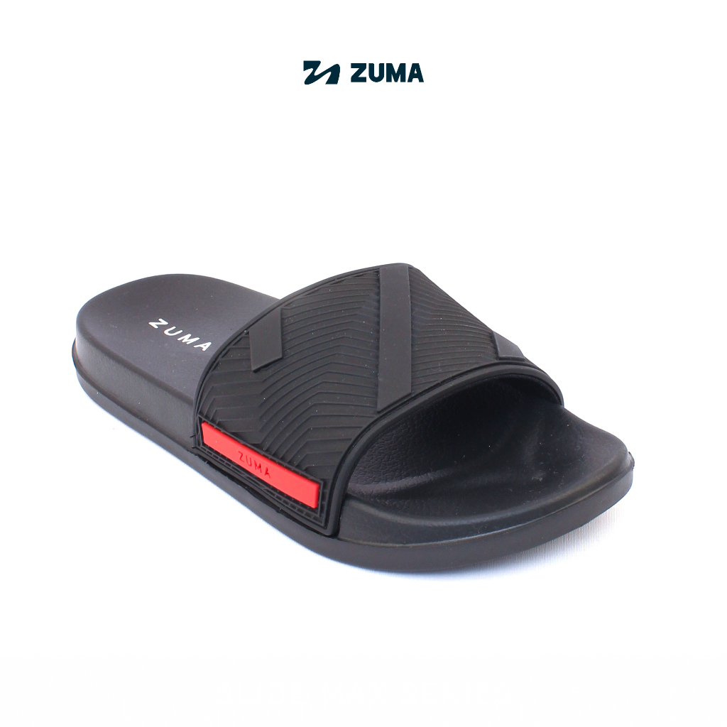 DISKON 9.9 Zuma Kids Boys Slide Max 1 Black, Sandal Slop Anak Karet Slip On Polos, Hitam