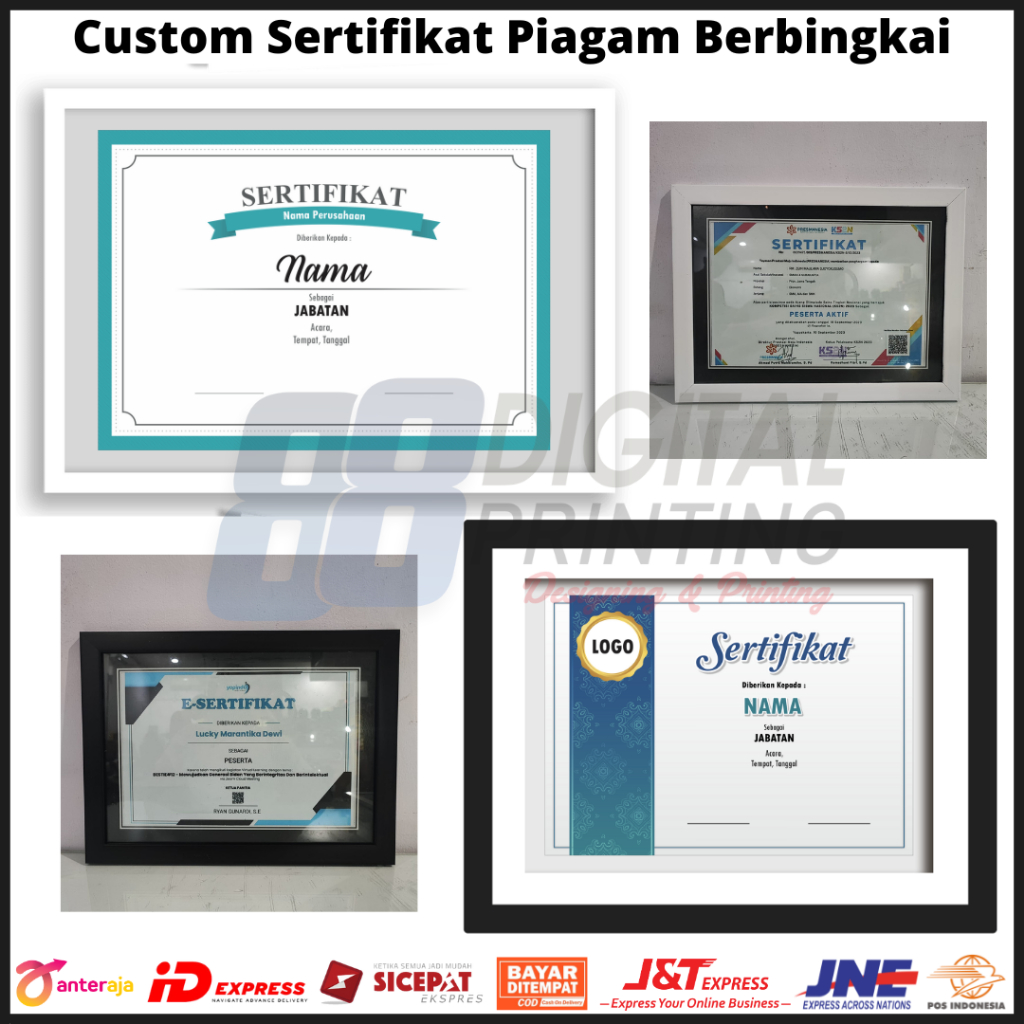 Cetak Piagam Pigora Dinding Bingkai Foto Piagam Penghargaan