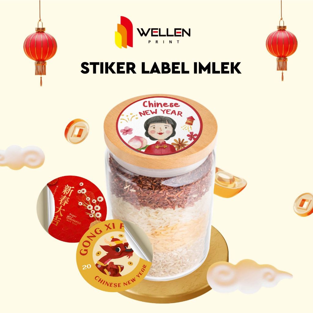 

WELLEN PRINT - Sticker Bulat Label Stoples Hampers Imlek / Stiker Toples Parcel CNY