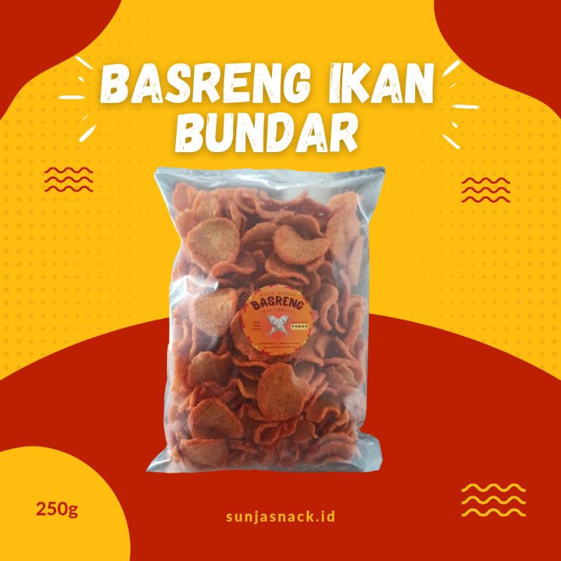 

[SUNJA SNACK] Basreng Ikan Bundar Koin Pedas Original 250g