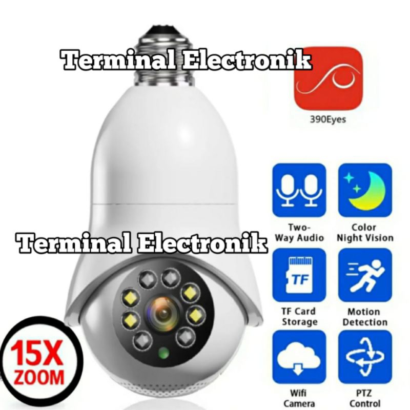 CCTV Lampu App Terbaru 390Eyes Camera CCTV Wifi HD 360 PTZ