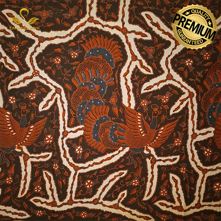 Kain Batik Tulis Premium 100% Handmade Motif Merak Klasik Warna Hitam Putih Cokelat Biru (Hanya Kain