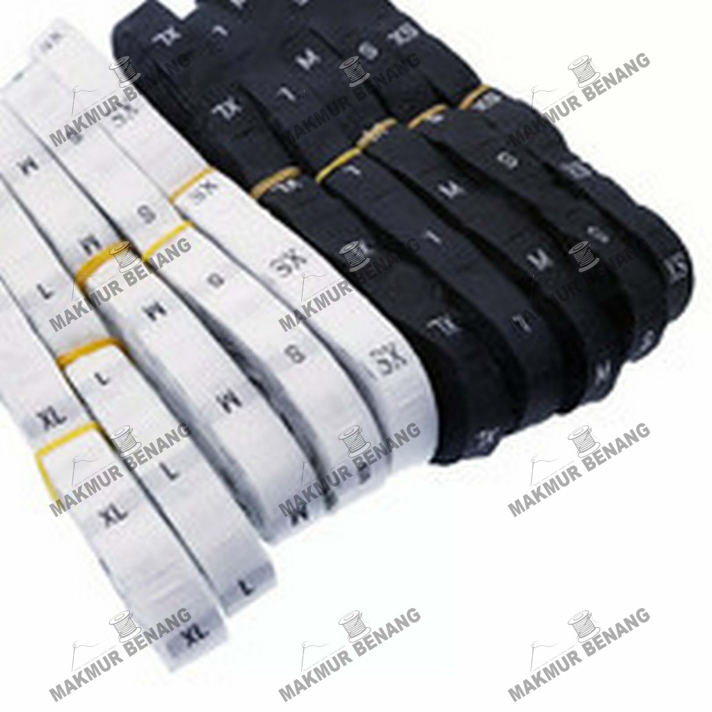 LABEL SIZE BORDIR WOVEN HITAM PUTIH TERMURAH PER ROLL LABEL BAJU size L
