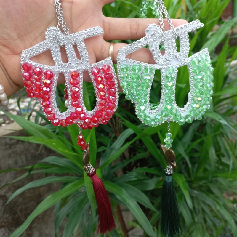 GANTUNGAN MOBIL KRISTAL JUNTAI KUPU HANDMADE GANTUNGAN MOBIL TASBIH
