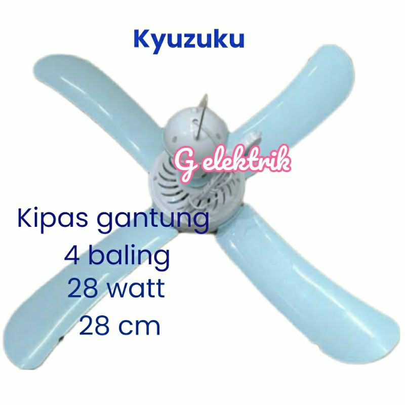 KIPAS ANGIN GANTUNG HELI FAN CEILING FAN MINI FAN KYZUKU 28 WATT