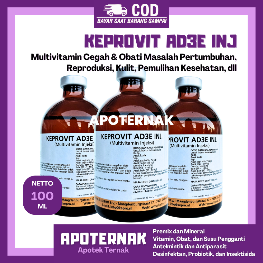 KEPROVIT AD3E 100 ml Konsentrasi Tinggi - Vitamin ADE A D3 E Konsentrasi Tinggi Mirip Vitol 450 Untu