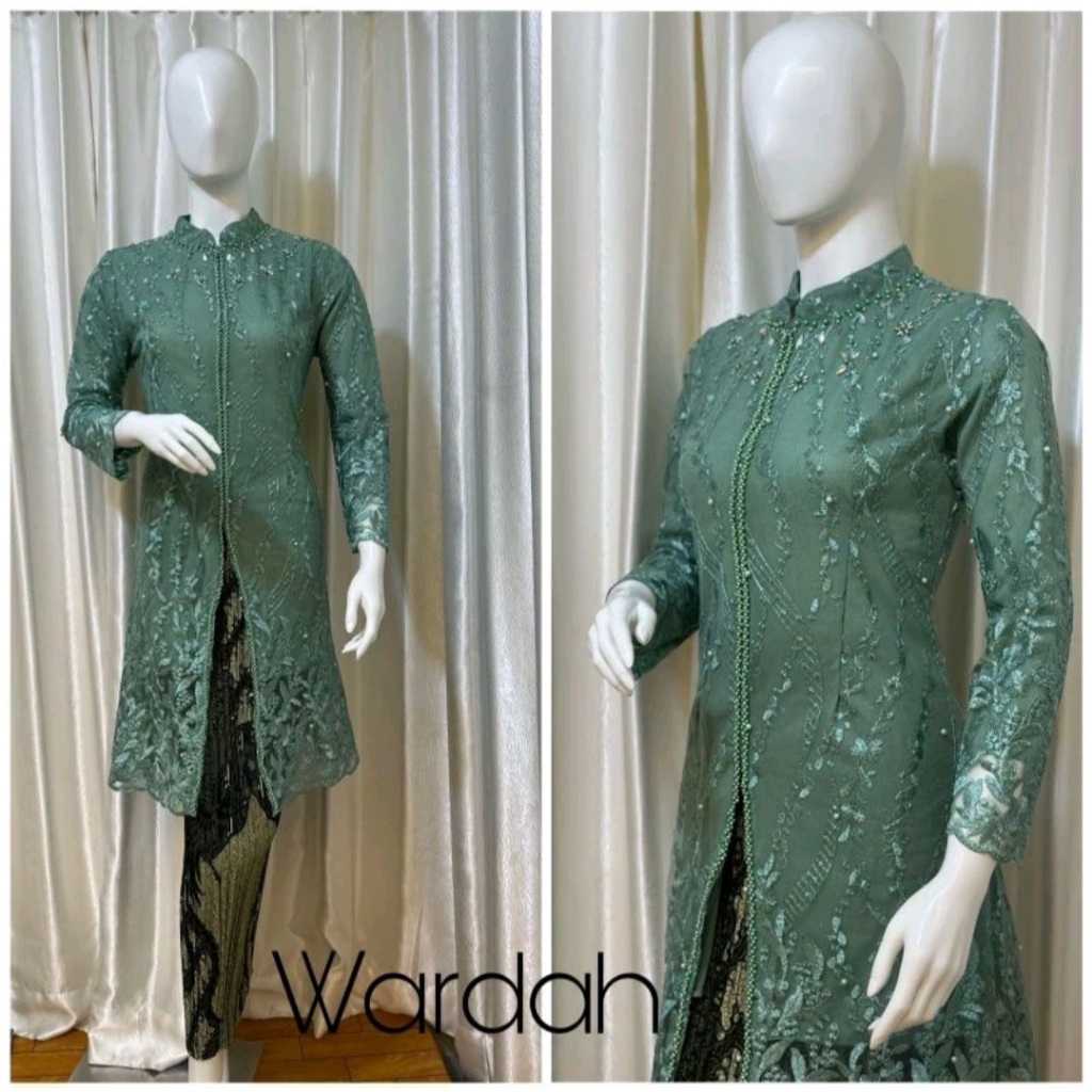 kebaya modern kerah shanghai payet tille bordir setelan kebaya tunik terbaru