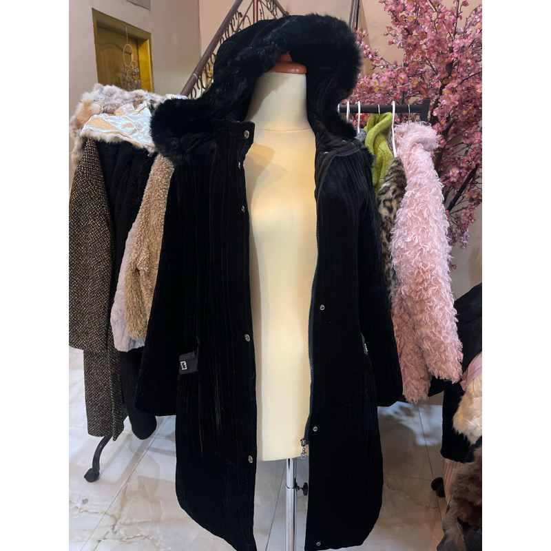 Coat Velvet Hitam Mewah Elegan Hoodie
