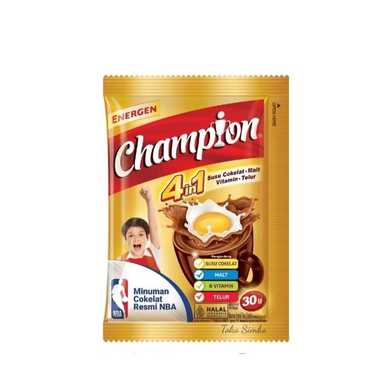 

Champion 4in1 susu coklat 1 renceng isi 10 x 30g