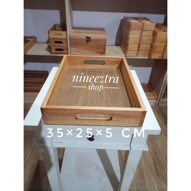	 NAMPAN+HANDLE KAYU 35×25×5 CM WOODEN TRAY MAHONI BAKI KAYU	